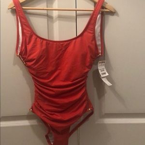 Carmen Marc Valvo Swimwear, One Piece, Red, Tag on